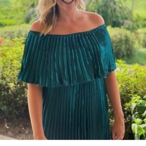 Elegant Off-Shoulder Teal Dress